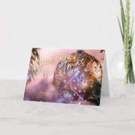 Jul önskemål på rosa, ornament bakgrund #10 tack kort