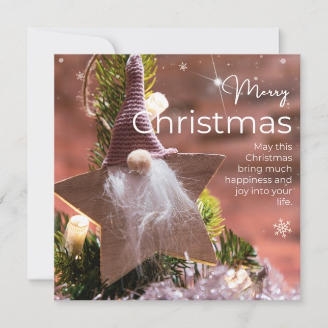 Jul önskemål på rosa, ornament bakgrund #2 julkort (Framsida)