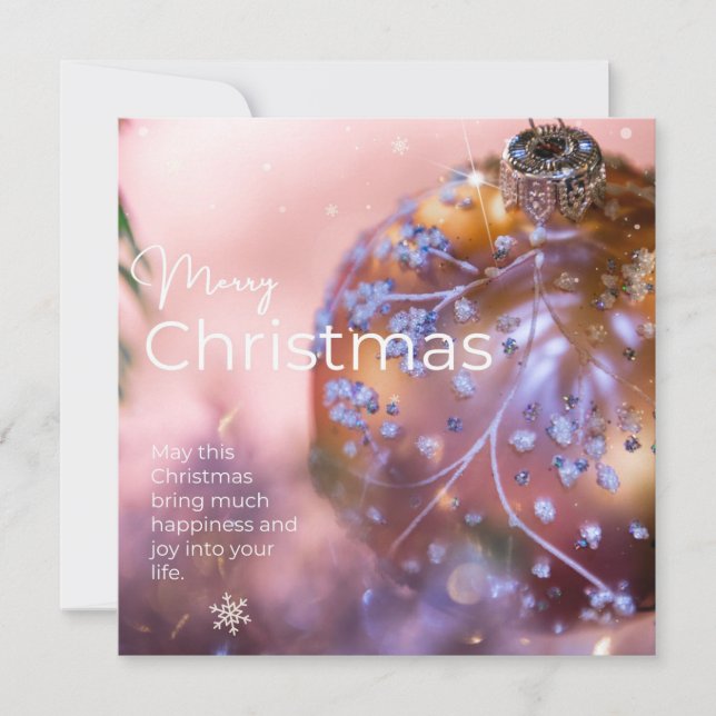 Jul önskemål på rosa, ornament bakgrund #4 julkort (Framsida)