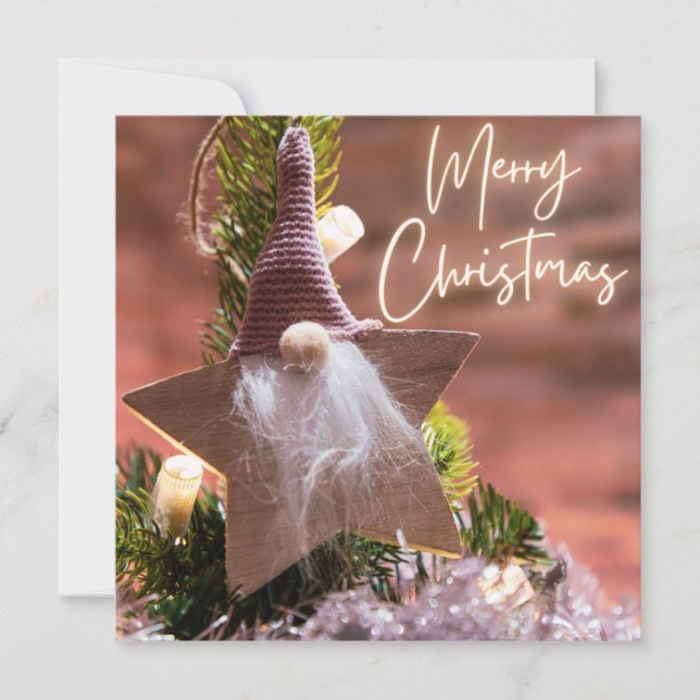 Jul önskemål på rosa, ornament bakgrund #5 julkort (Framsida)