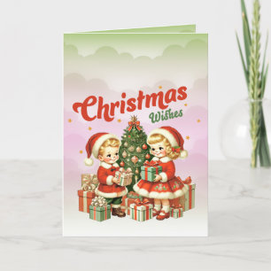Jul Önskemål Retro Kids julkort Helgdag Helgkort