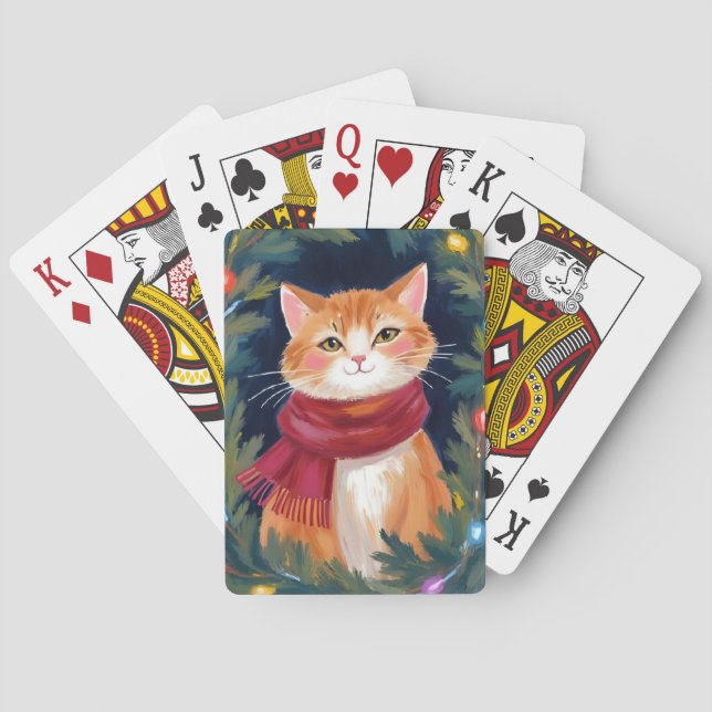 Jul Orange Katt Festiv Djur Casinokort (Baksidan)