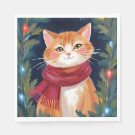 Jul Orange Katt Festiv Djur Helgdag Pappersservett