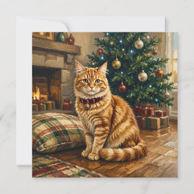 jul orange tabby inbjudningar (Framsida)