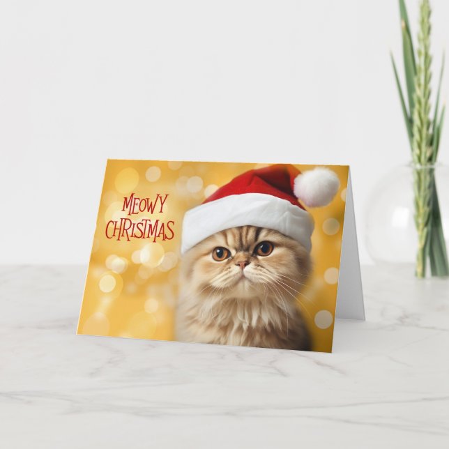 Jul Orange Tabby katt i Santa Hat Helgkort (Framsida)