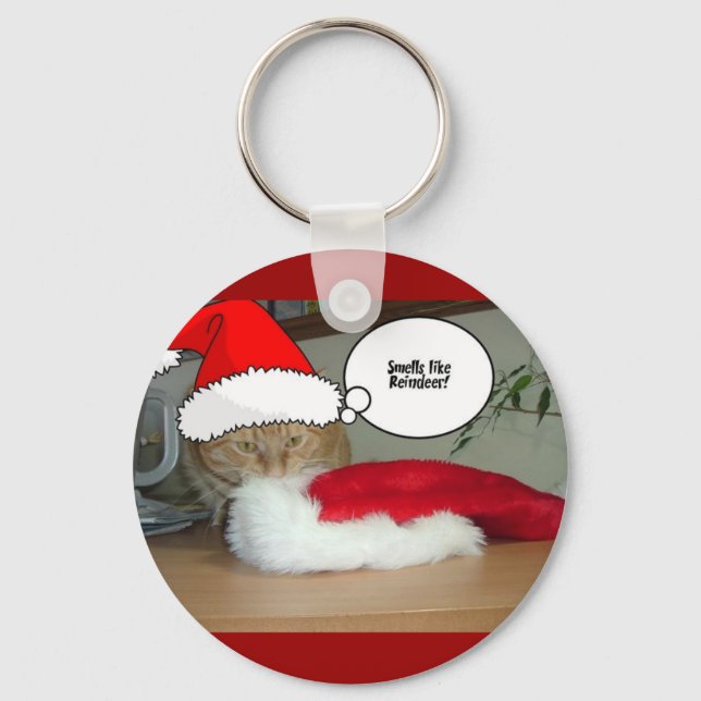 Jul Orange Tabby katt Nyckelring (Framsida)