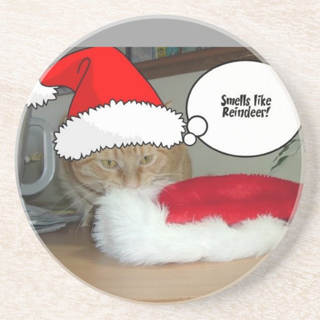 Jul Orange Tabby katt Underlägg Sandsten (Framsidan)