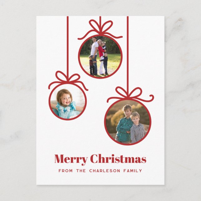 Jul Ornament 3 Foto Helg Vykort (Framsida)