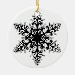 Jul Ornament-Black Snowflake Julgransprydnad Keramik