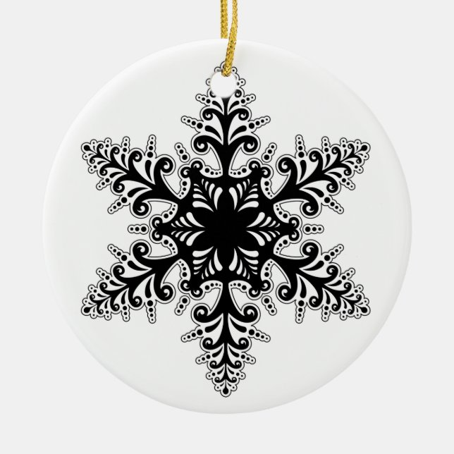 Jul Ornament-Black Snowflake Julgransprydnad Keramik (Framsidan)