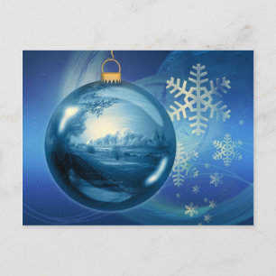 Jul Ornament Boll Evening Advent Blue Helg Vykort