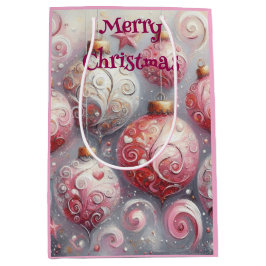 Jul Ornament Bollar Rosa White w/Swirls