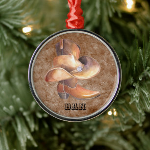 Jul Ornament Cowboys Boot & Hat w/Paint