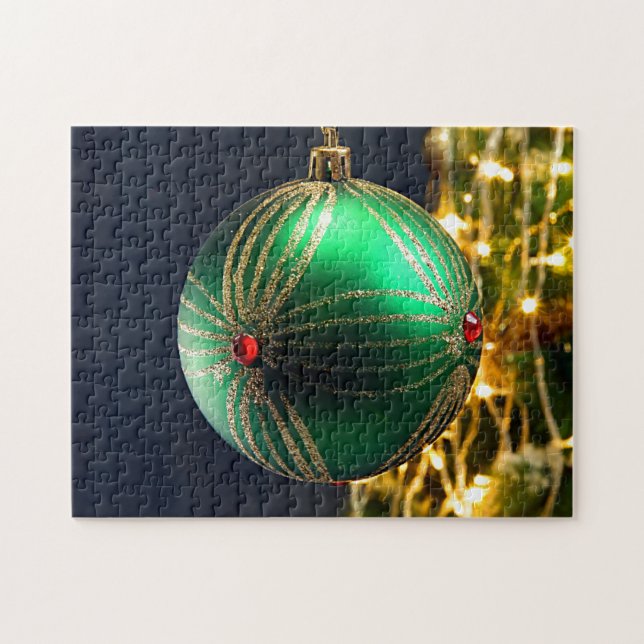 Jul Ornament Ljus Bokeh Jigszle Puzzle Pussel (Horisontell)