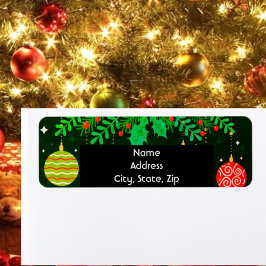 Jul Ornament och Greenery Returadress Etikett