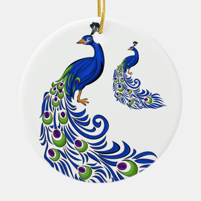 Jul Ornament-Peacocks Julgransprydnad Keramik (Framsidan)