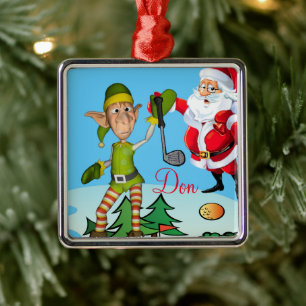 Jul Ornament Santa Golf