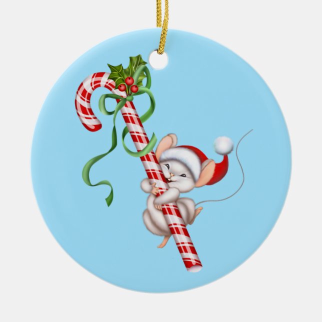 Jul Ornament-Santa Mouse Ceramic Ornament (Framsidan)