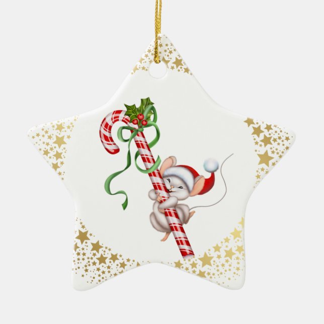 Jul Ornament-Santa Mouse Julgransprydnad Keramik (Framsidan)