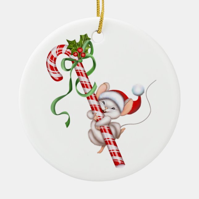 Jul Ornament-Santa Mouse Julgransprydnad Keramik (Framsidan)