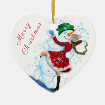 Jul Ornament Snögubbe och Girl Dance