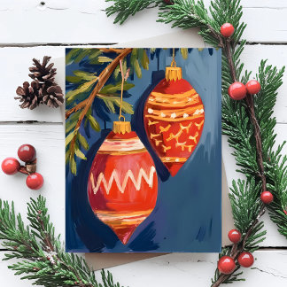 Jul Ornament Vattenfärgsvykort för Helgdag Helg Vykort