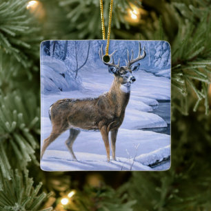 Jul Ornament-Winter-Hjorten Scene Julgransprydnad Keramik