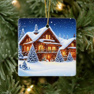 Jul Ornament-Winter Scene Ceramic Ornament