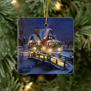 Jul Ornament-Winter Scene Ceramic Ornament