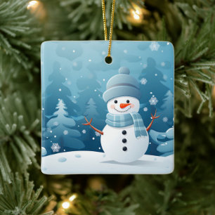 Jul Ornament-Winter Snögubbe Scene Julgransprydnad Keramik