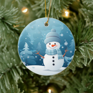 Jul Ornament-Winter Snögubbe Scene Julgransprydnad Keramik