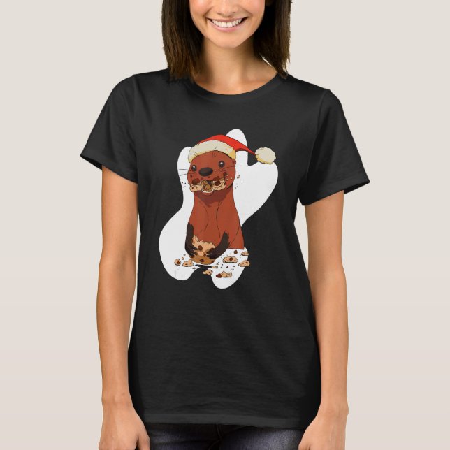 Jul - Otter ätande kakor T Shirt (Framsida)