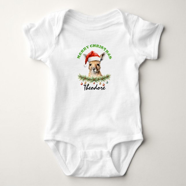 Jul Oz Djur Känguru Familj Matchande T Shirt (Framsida)