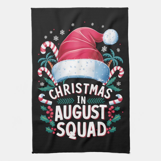 Jul på August Squad Funny Summer Julafton Kökshandduk (Vertikal)
