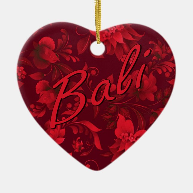 Jul på Bali Batik 1 Julgransprydnad Keramik (Framsidan)