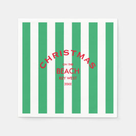 Jul på Beach-Anpassningsbarnas Grönt Cabana Rand Pappersservett