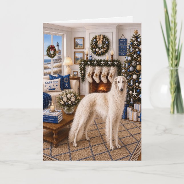 Jul på Cape Cod ,Borzoi  Helgkort (Framsida)