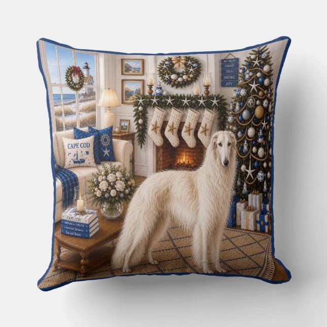Jul på Cape Cod ,Borzoi  Kudde (Baksida)