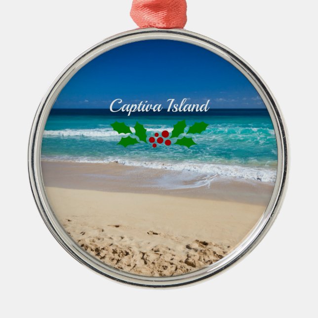 Jul på Captiva Island, Florida Metall Ornamen Julgransprydnad Metall (Framsidan)