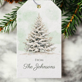 Jul på Chicen Rustic Woodland Winter Gräs Träd Presentetikett