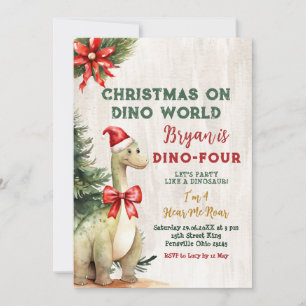 Jul på Dino World Dinosaur-Födelsedagsfesten Inbjudningar