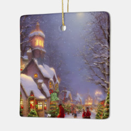 Jul på en Snowy-natt Julgransprydnad Keramik