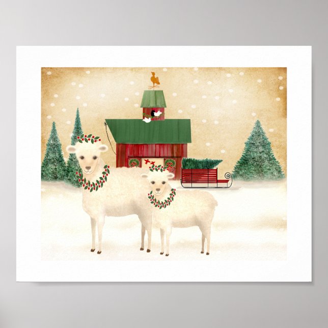 Jul på fårfarmaren lägg till din egen text poster (Framsidan)