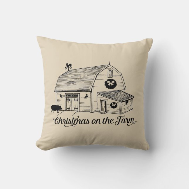 Jul på Farm Dekorativ kudde (Framsida)