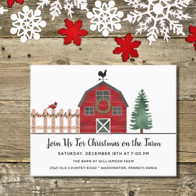 Jul på Farm Rustic Julfest Inbjudan (Skapare uppladdad)