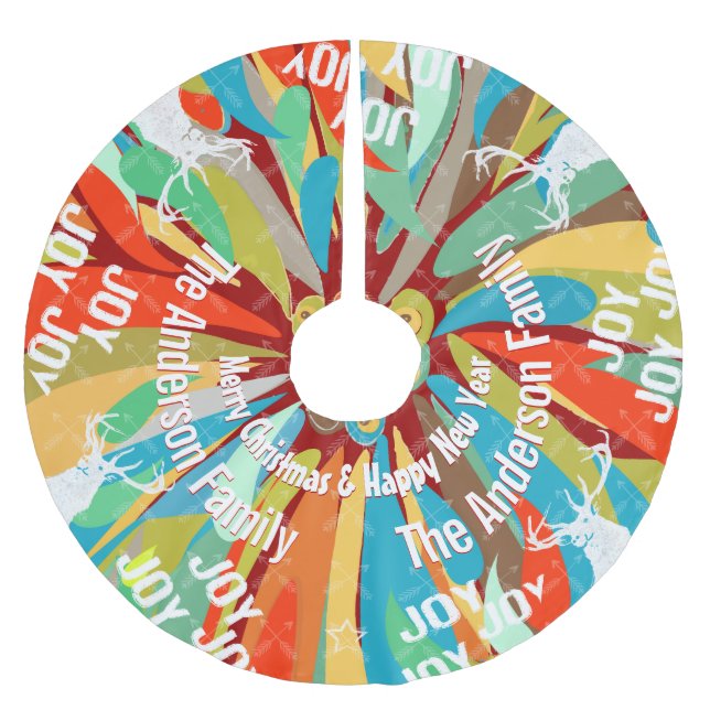 Jul på Hjort med styrd pilspets Julgransmatta Borstad Polyester (Framsidan)