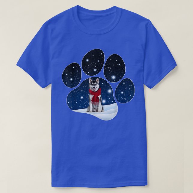 Jul på Husky Winter Snö Tass Hundar T Shirt (Design framsida)