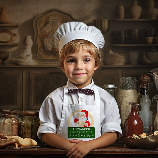 Jul på jultomten på jultomten barnförkläde (Proud Member Santa's Baking Squad Baker Christmas Kids' Apron)