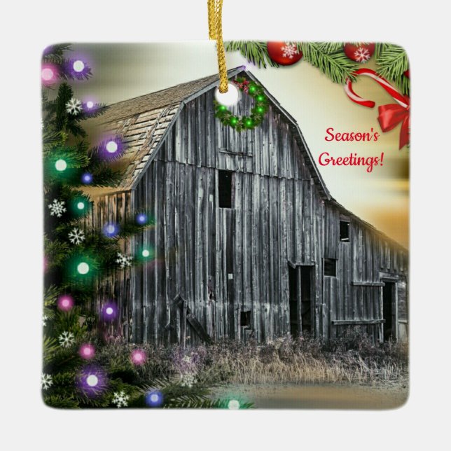 Jul på ladan keramikprydnad julgransprydnad keramik (Framsida)