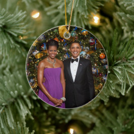 Jul på president Barack Obama och Michelle Julgransprydnad Keramik